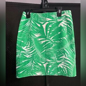 Talbots Green Leaf Print Pencil Skirt